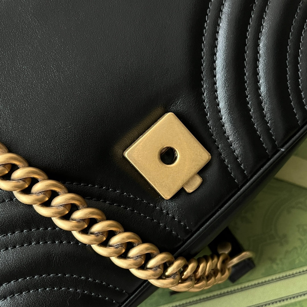 gg marmont mini 18cm black calfskin gold hardware