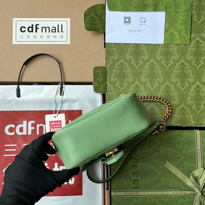 gg marmont mini 18cm green calfskin gold hardware