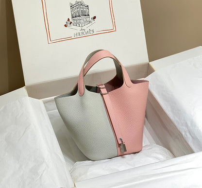 picotin lock 18 pink grey togo shw