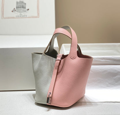 picotin lock 18 pink grey togo shw