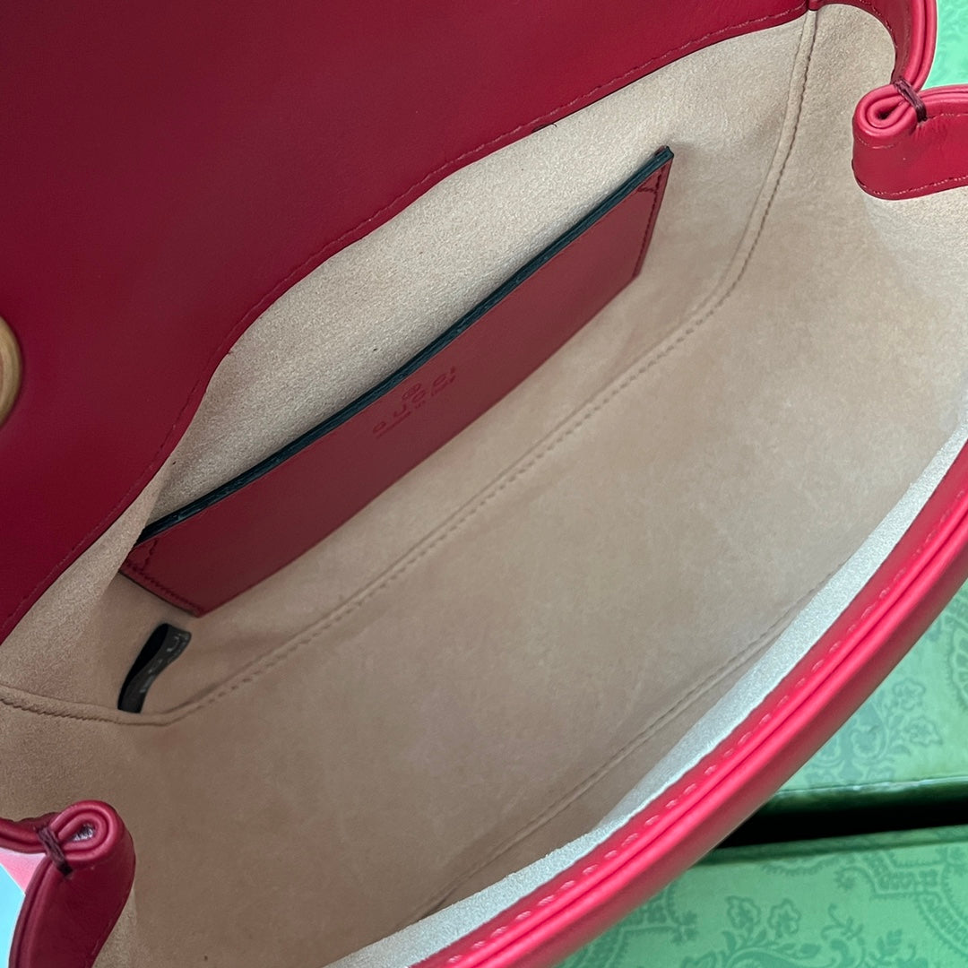 gg marmont mini 18cm red calfskin gold hardware