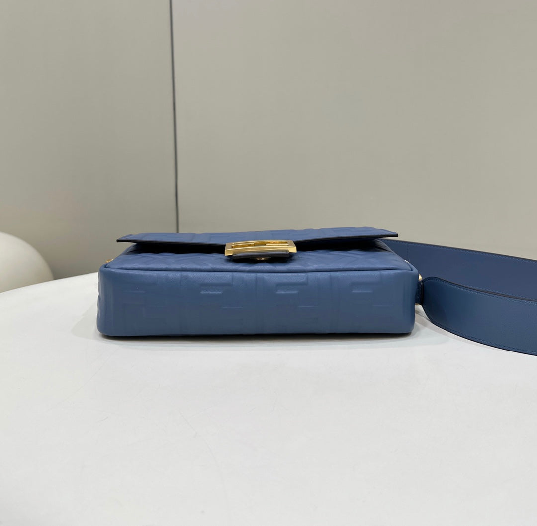 Baguette 27cm Blue Lambskin Gold Hardware