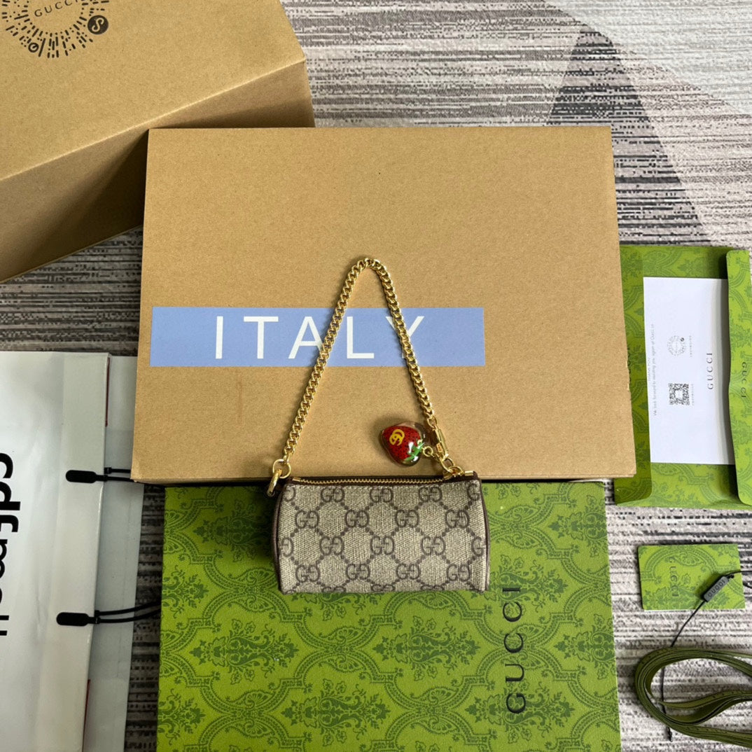 GG MINI 12 BUCKET BAG IN BEIGE CANVAS