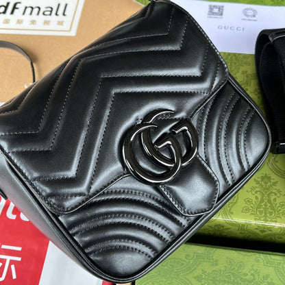 gg marmont mini 18cm all black calfskin