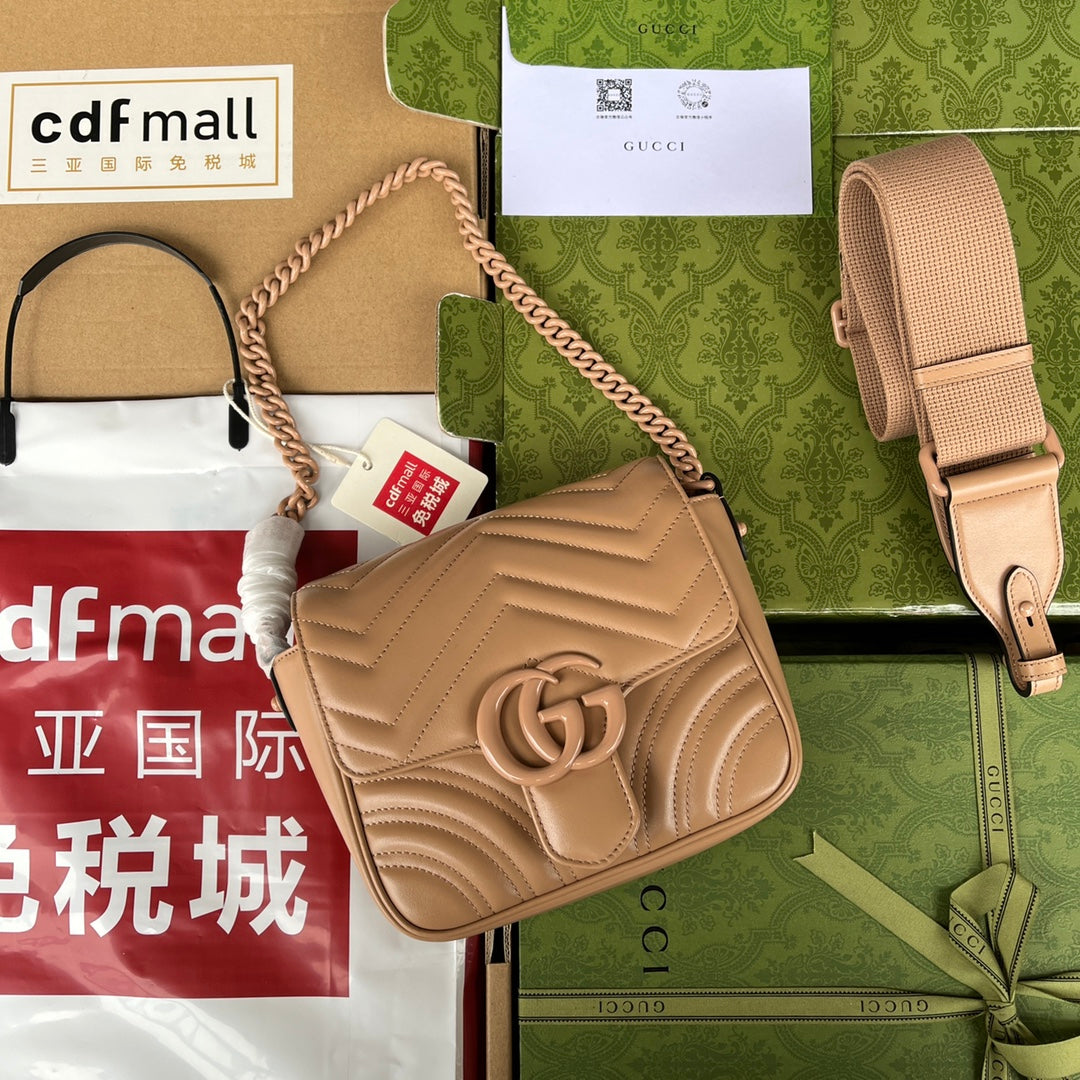 gg marmont mini 18cm all beige calfskin