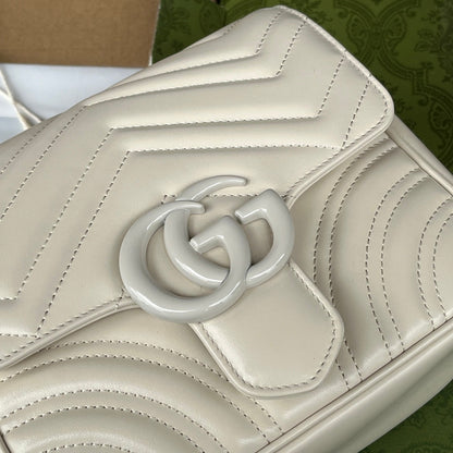 gg marmont mini 18cm all white calfskin