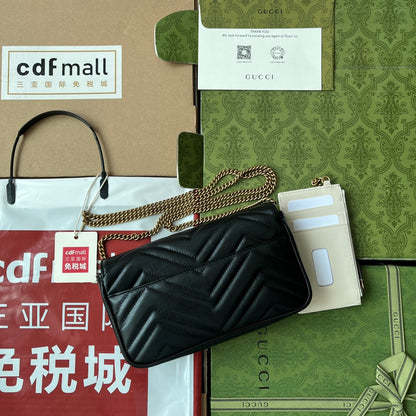 gg marmont 21cm black calfskin gold hardware