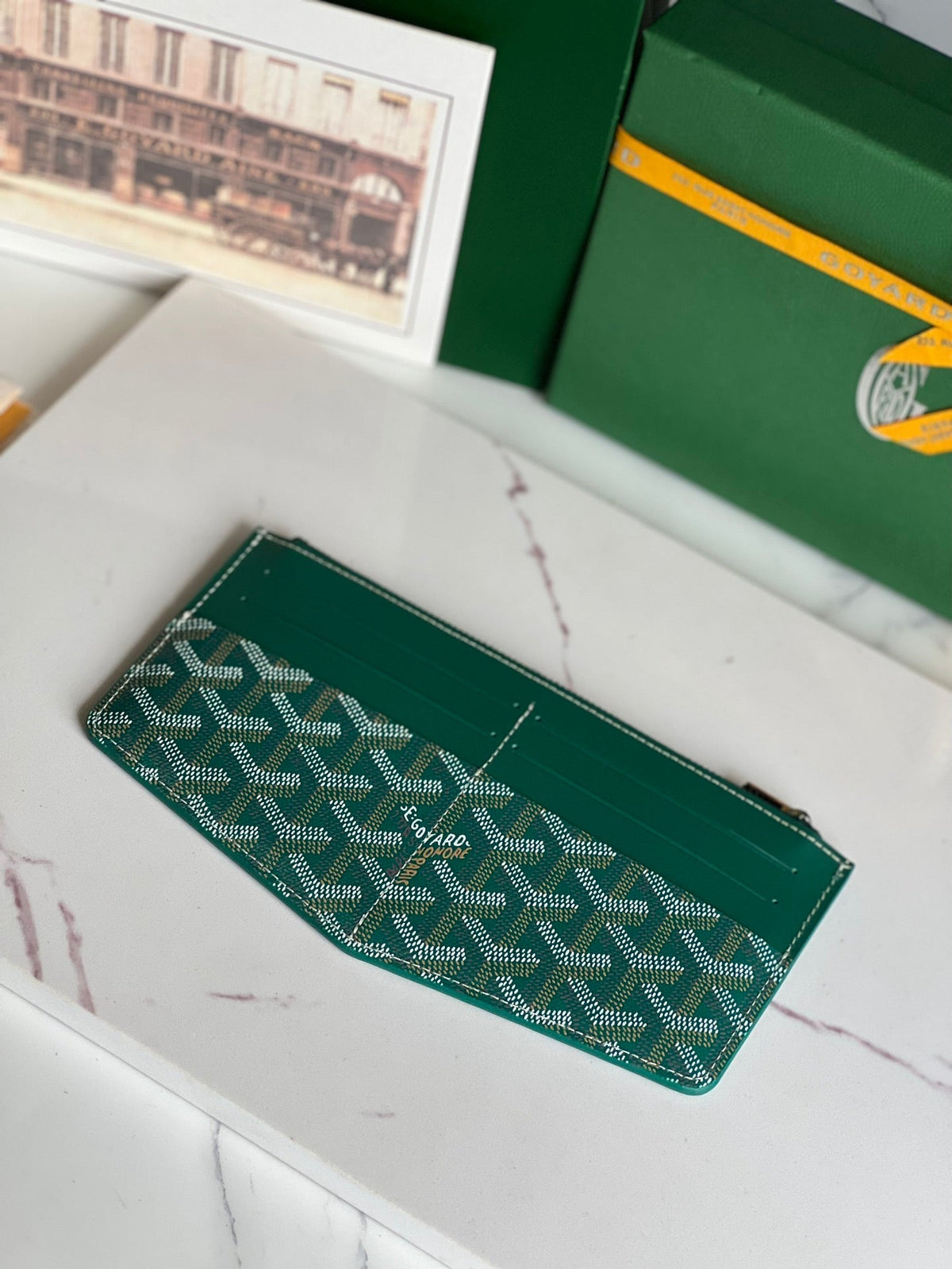 INSERT LOUISE 21 IN GREEN GOYARDINE CANVAS