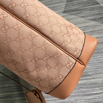 GG OPHIDIA LARGE 40 TOTE BAG IN LIGHT PINK CANVAS