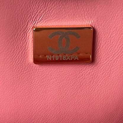 CC 26 CLUTCH WITH CHAIN BAG IN ROSE PINK CALFSKIN