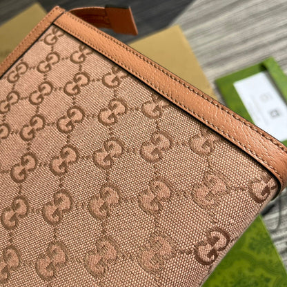 OPHIDIA GG 27 BAG IN LIGHT PINK CANVAS AND CALFKSKIN