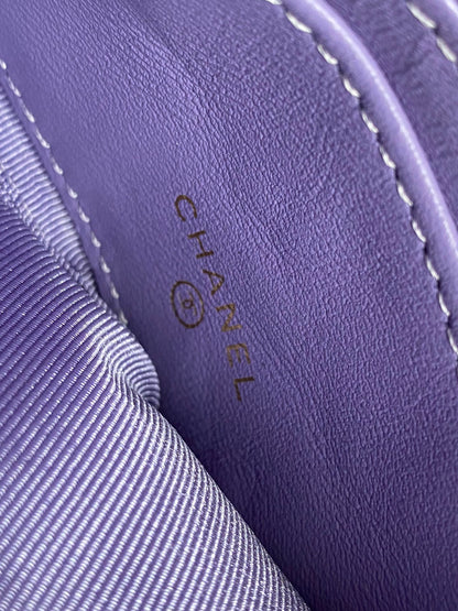 cc zipped wallet 14cm purple caviar gold hardware