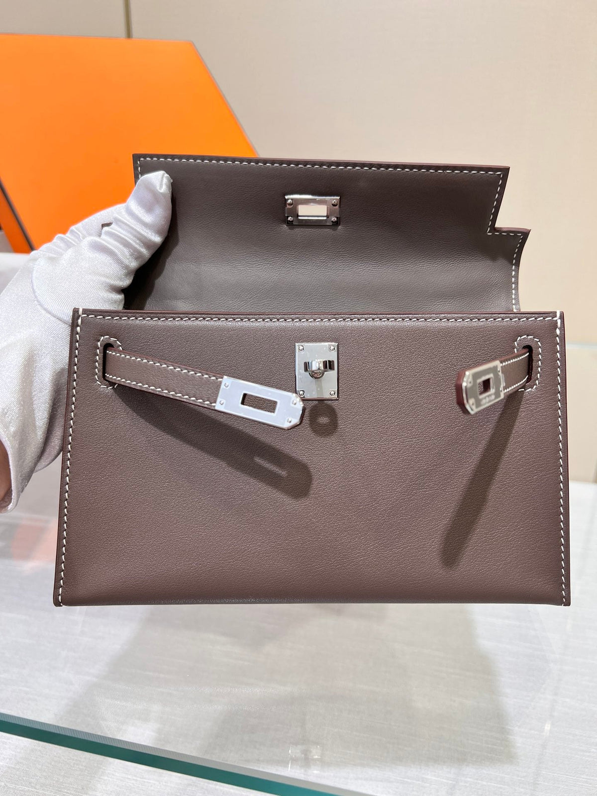 HM KELLY POCHETTE 22CM ETAN SWIFT SILVER HARDWARE