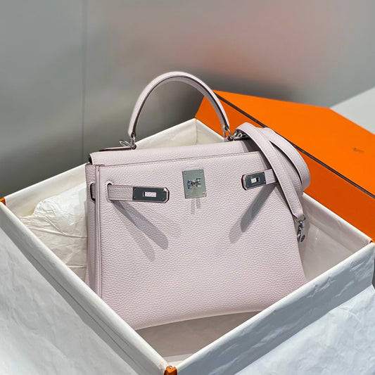 HM KELLY 28CM LIGHT PINK TOGO SILVER HARDWARE
