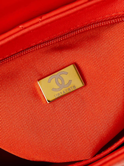 cc 24a nano 19cm kelly shopper bag hot orange lambskin