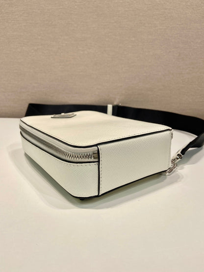 CHEST BAG 20 IN WHITE SAFFIANO LEATHER