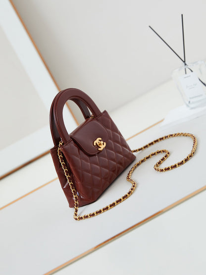 cc 24a nano 19cm kelly shopper bag burgundy lambskin