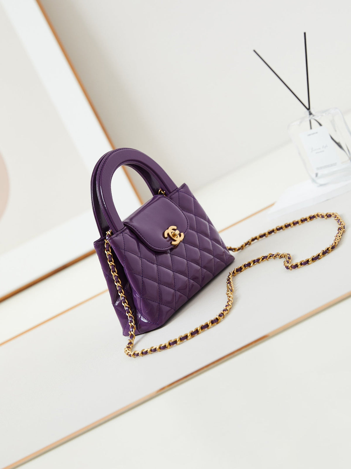 cc 24a nano 19cm kelly shopper bag purple lambskin