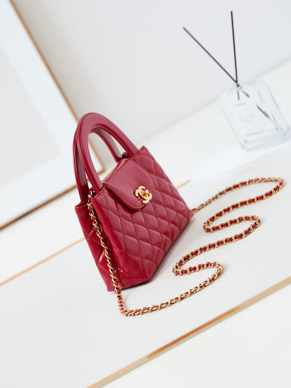 cc 24a nano 19cm kelly shopper bag red lambskin