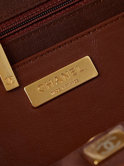 CC 24A Top Handle 23.5cm Brown Wax Leather Gold Hardware 238471