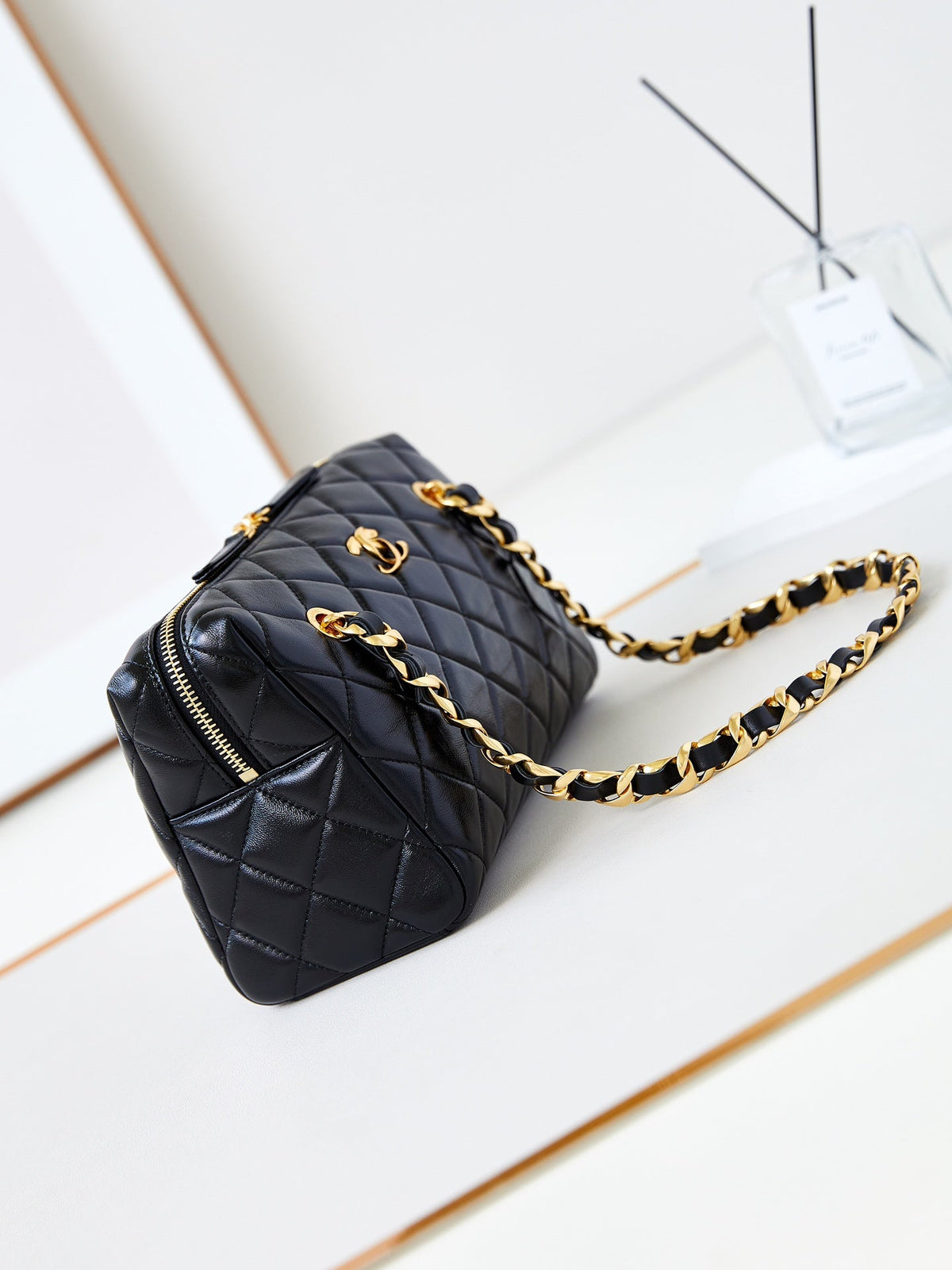 CC 24K Bowling Bag 25cm Black Waxed Lambskin
