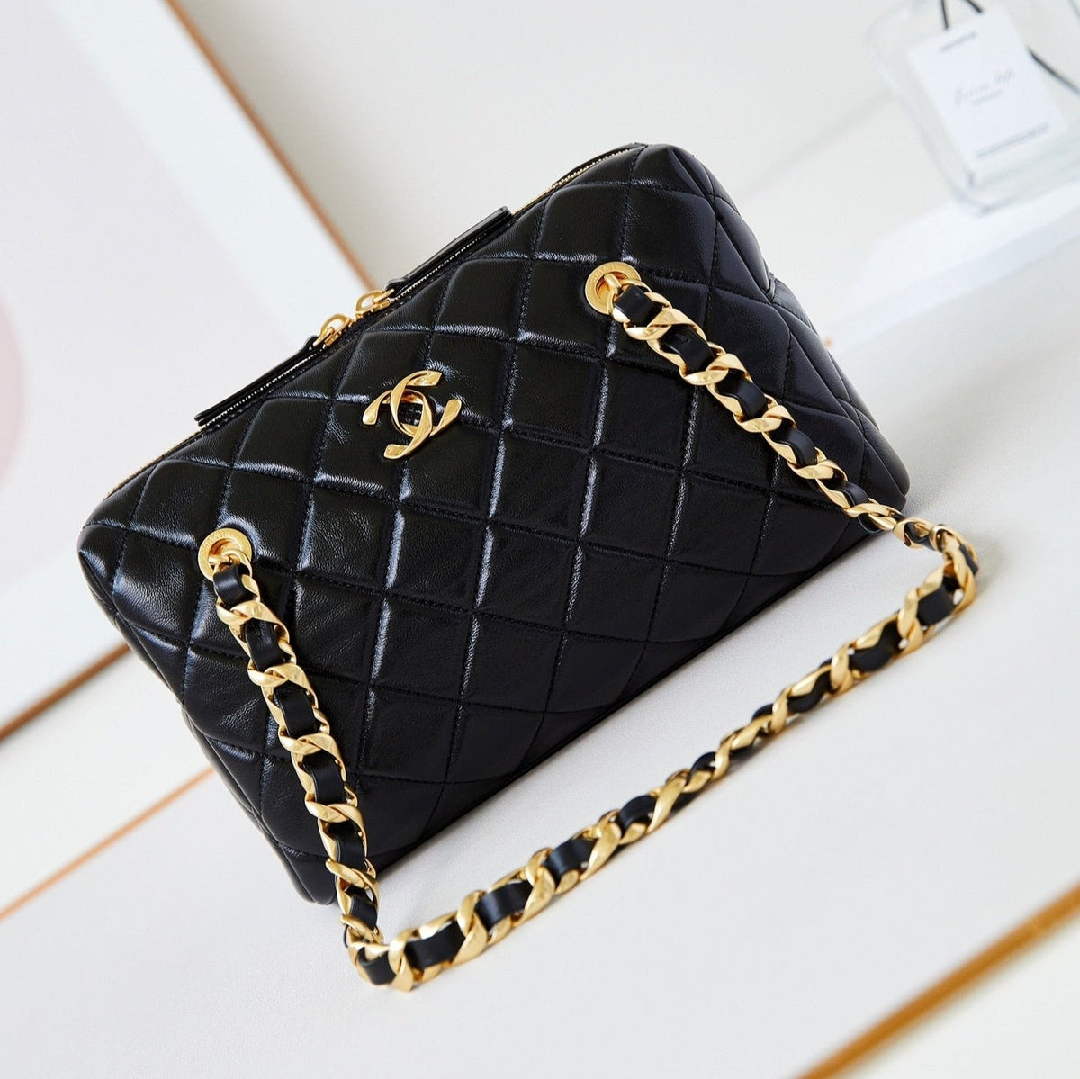 CC 24K Bowling Bag 25cm Black Waxed Lambskin