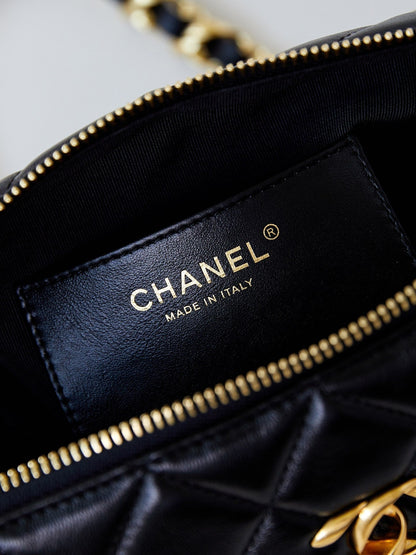 CC 24K Bowling Bag 25cm Black Waxed Lambskin