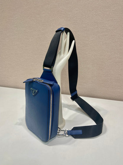 CHEST BAG 20 IN CLASSIC BLUE SAFFIANO LEATHER