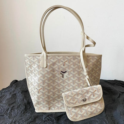 ANJOU MINI BAG 20 IN BEIGE GOYARDINE CANVAS AND CALFSKIN