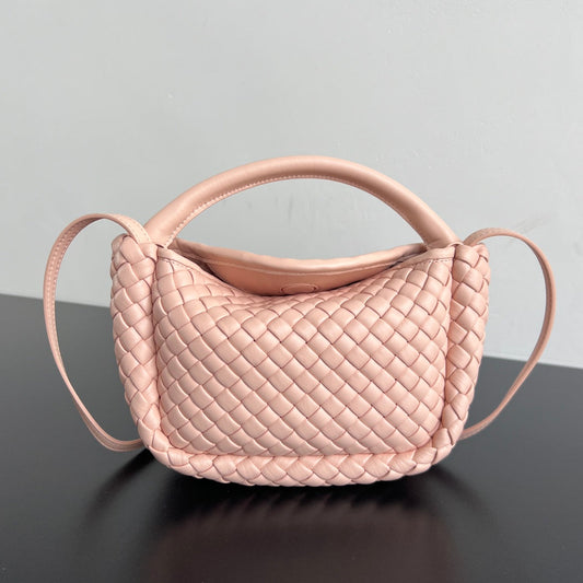 BV Small Cobble Top Handle 23cm Pastel Pink Lambskin