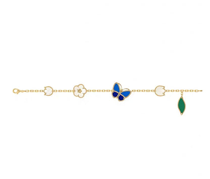 [GALE]LUCKY SPRING GOLD BLUESTONE WHITE MOTHER-OF-PEARL BRACELET