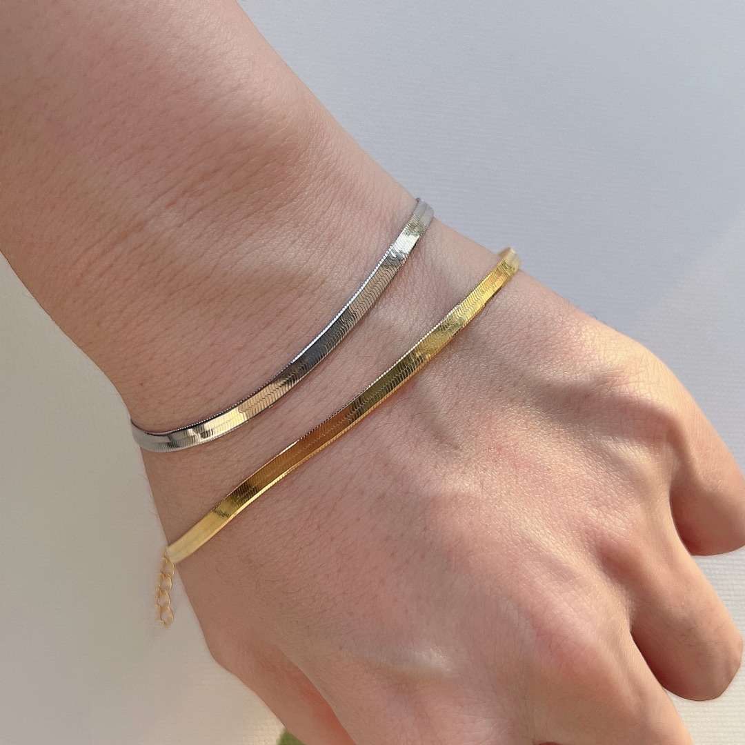 [NOVO]フラットスネークボーンチェーンブレードネックレス