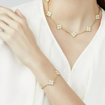 [GALE]CLOVER 5 MOTIFS  FULL DIAMOND BRACELET