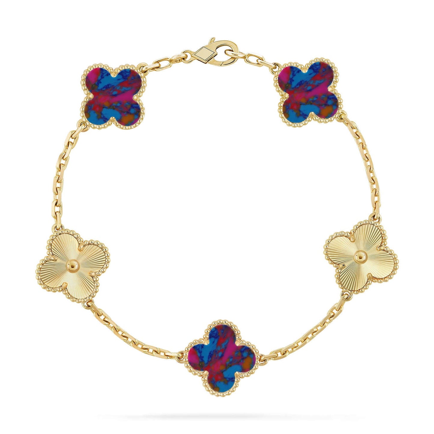 [GALE]CLOVER 5 MOTIF COLOR GEMSTONES BRACELET COLLECTION