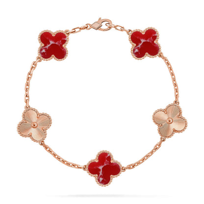 [GALE]CLOVER 5 MOTIF RED PATTERN BRACELET COLLECTION