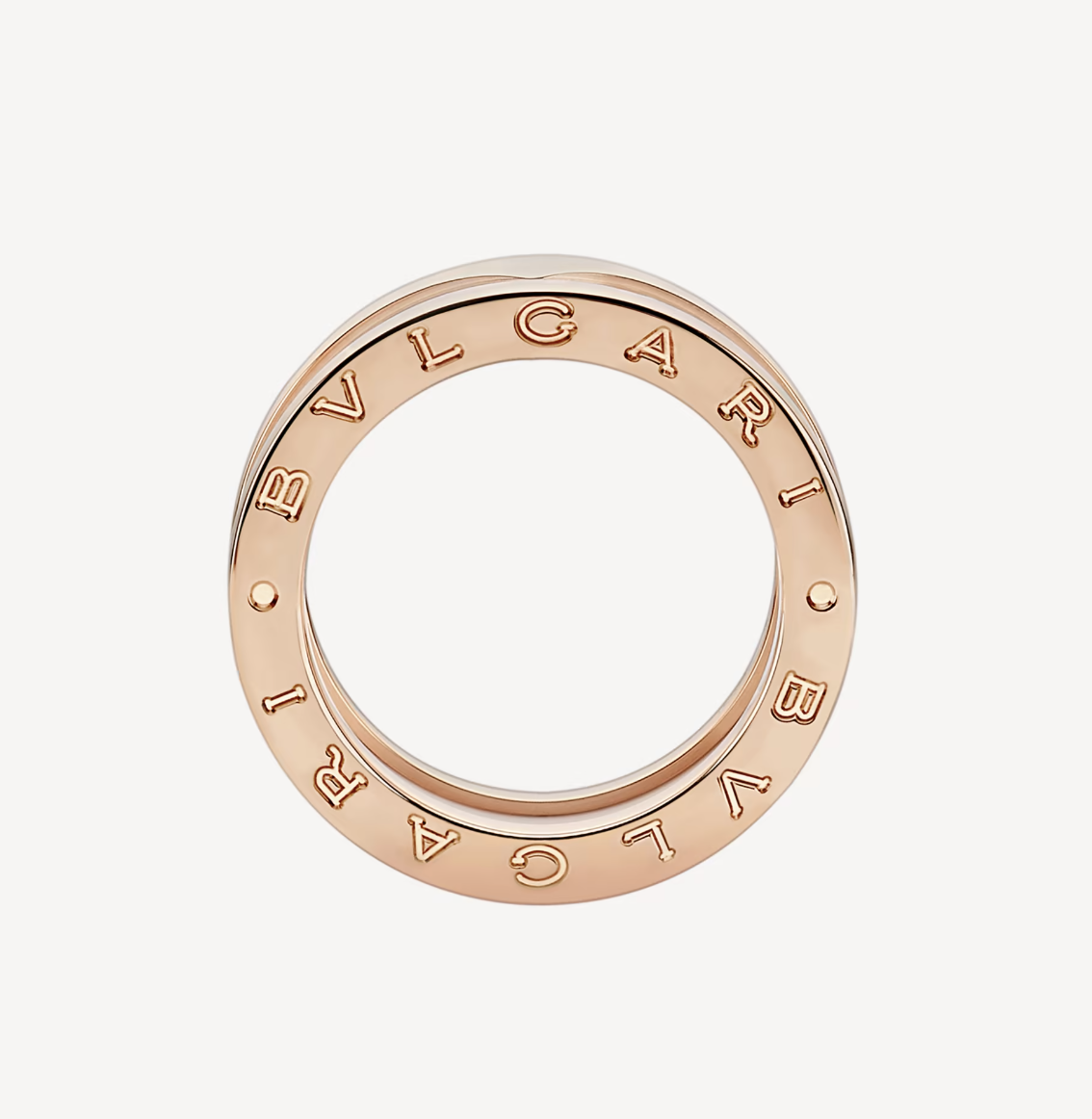 [GALE]ZERO 1 TWO-BAND LOOPS AND WHITE CERAMIC SPIRAL PINK GOLD RING