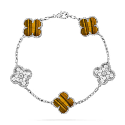 [GALE] CLOVER 5 MOTIFS TIGER EYE BRACELET COLLECTION