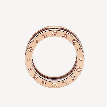 [GALE]ZERO 1 FOUR-BAND LOOPS AND BLACK CERAMIC SPIRAL PINK GOLD RING