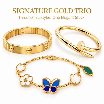 [GALE]Clover Lucky Spring & Love & Juste Garden 3-Piece  Bracelet Stack Set