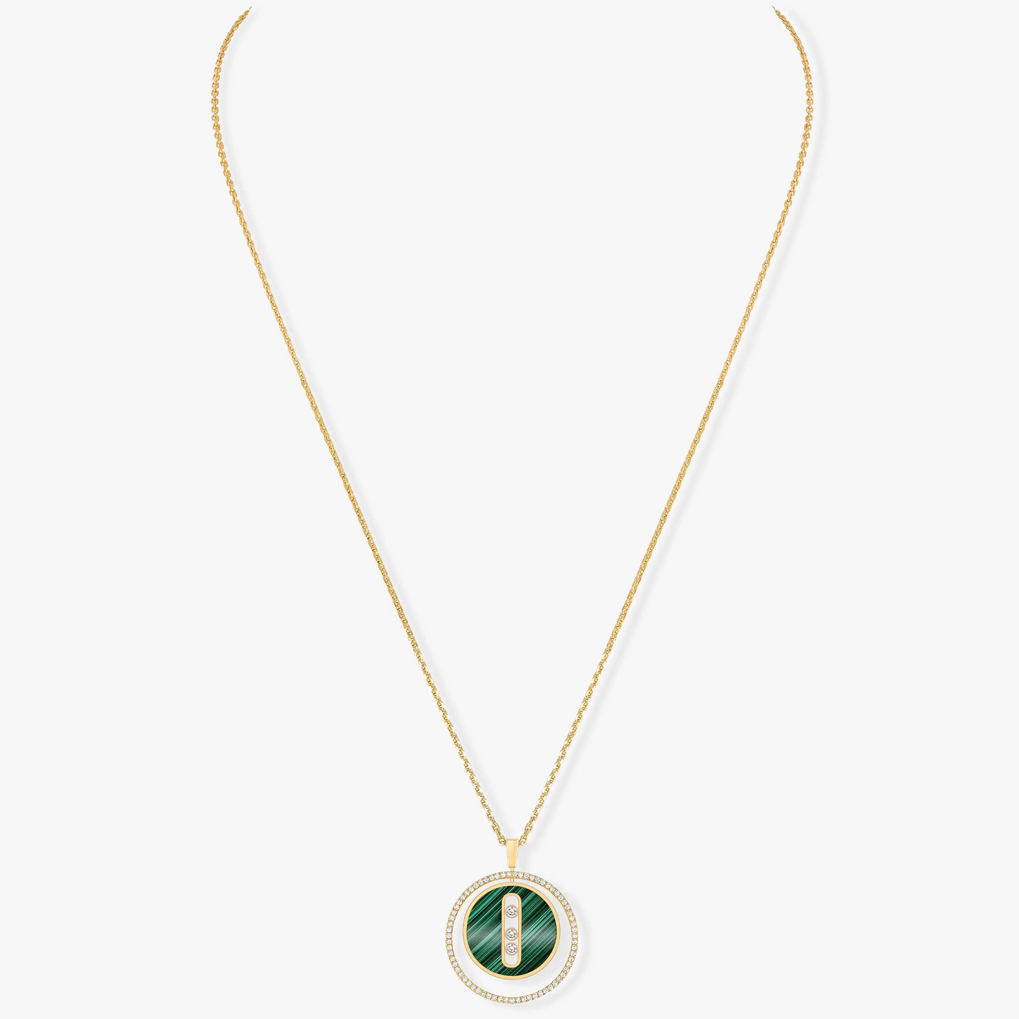 [GALE]LUCKY MOVE 3 DIAMOND MALACHITE GOLD DIAMOND NECKLACE