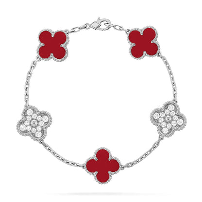 [GALE] CLOVER 5 MOTIF RED CORNELIAN BRACELET COLLECTION