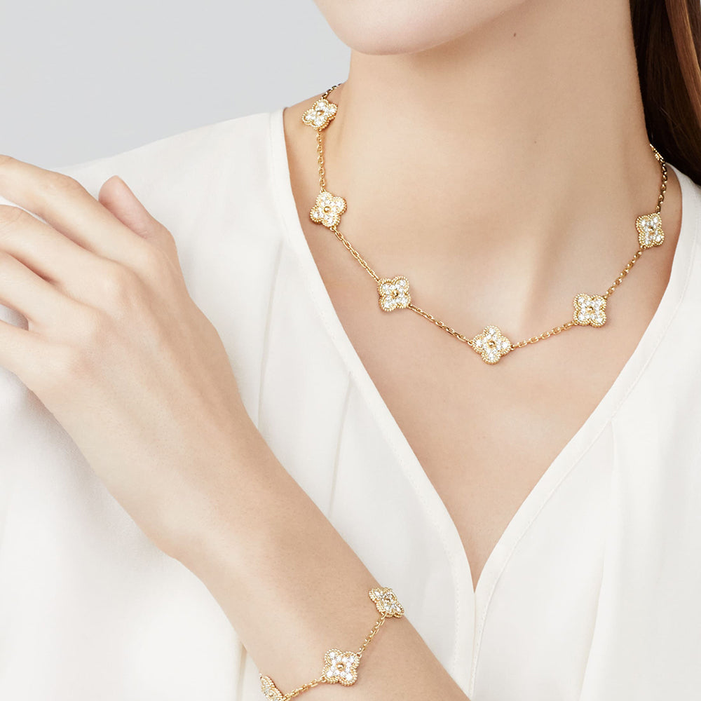 [NOVO]クローバー 10モチーフ ダイヤモンドネックレス