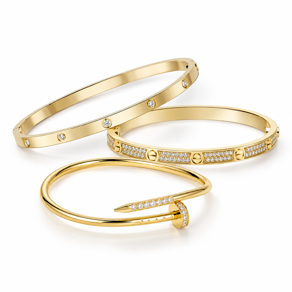 [GALE] JUSTE Diamond & LOVE Diamond Bracelet Stack Set