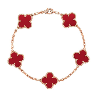 [GALE] CLOVER 5 MOTIF RED CORNELIAN BRACELET COLLECTION