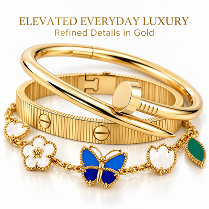 [GALE]Clover Lucky Spring & Love & Juste Garden 3-Piece  Bracelet Stack Set