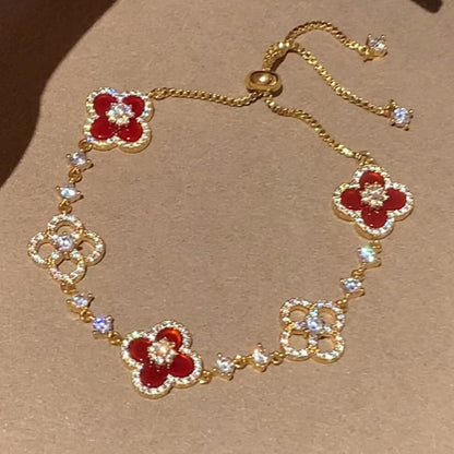 [GALE]]CLOVER 5 MOTIF PINK BLUE RED WHITE BRACELET