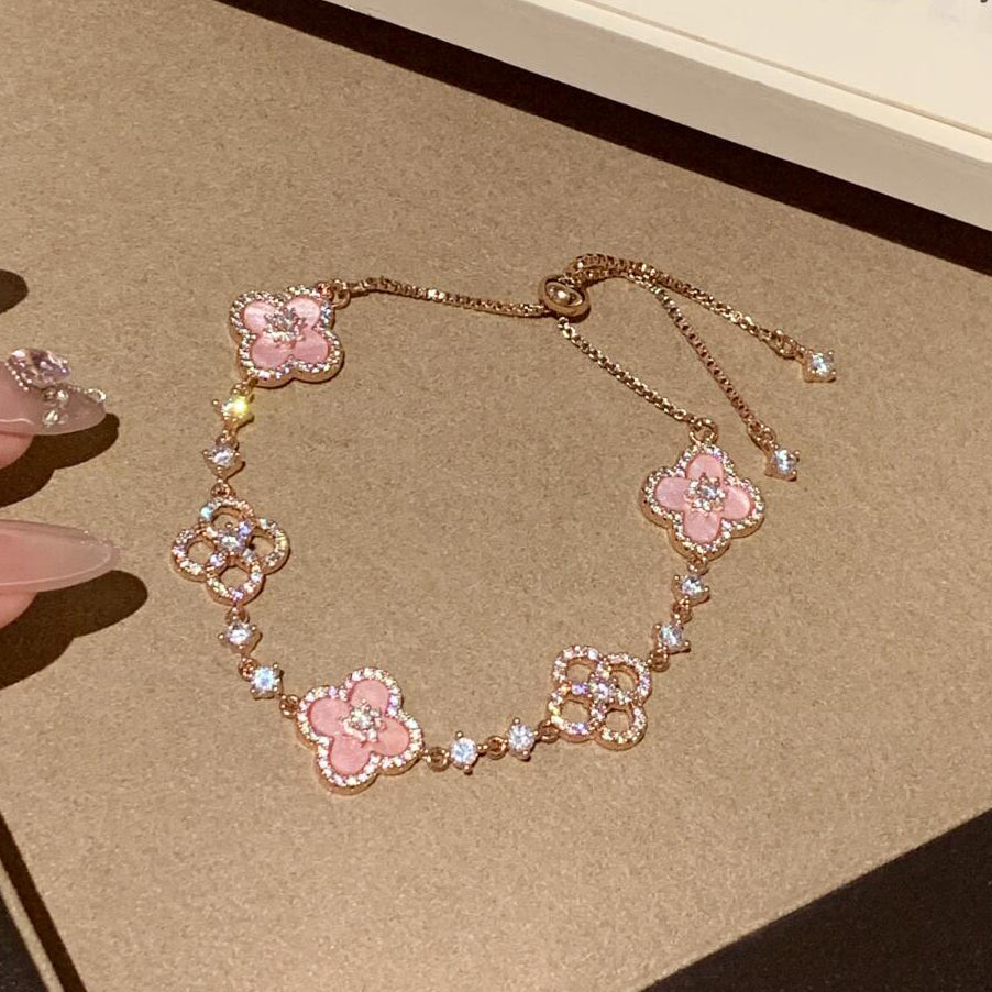 [GALE]]CLOVER 5 MOTIF PINK BLUE RED WHITE BRACELET