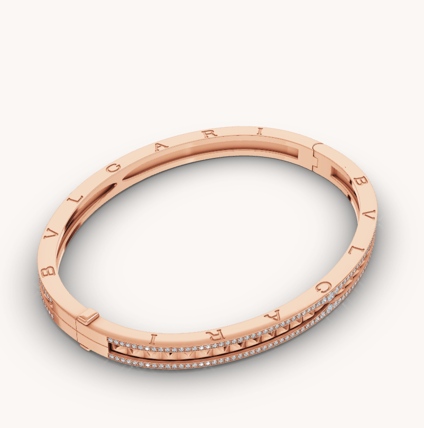 [GALE]ZERO 1 SPIRAL AND PAVED DIAMOND PINK GOLD BRACELET