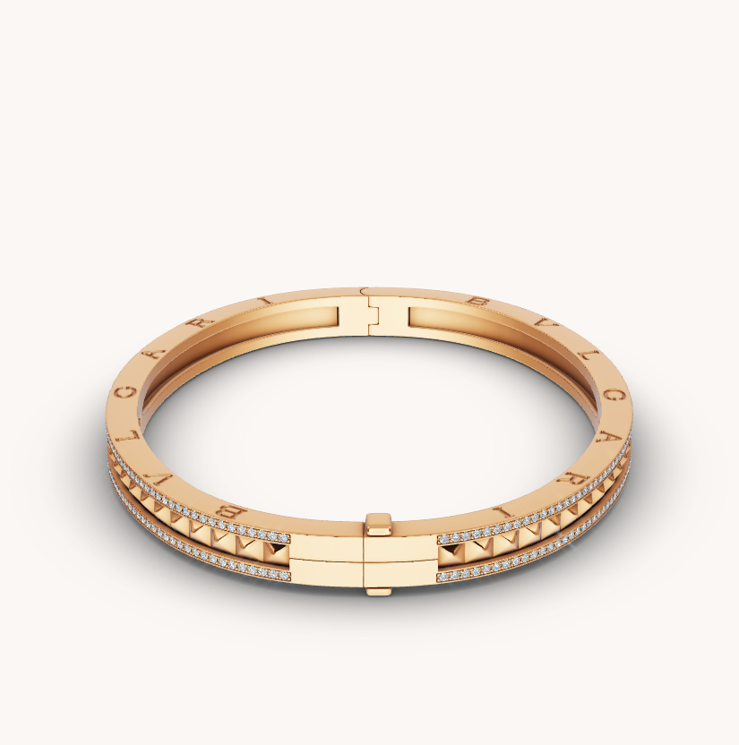 [GALE]ZERO 1 SPIRAL AND PAVED DIAMOND GOLD BRACELET