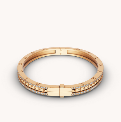 [GALE]ZERO 1 SPIRAL AND PAVED DIAMOND GOLD BRACELET
